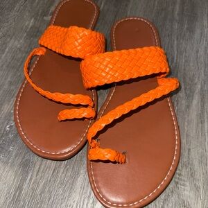 Orange Braided Sandals